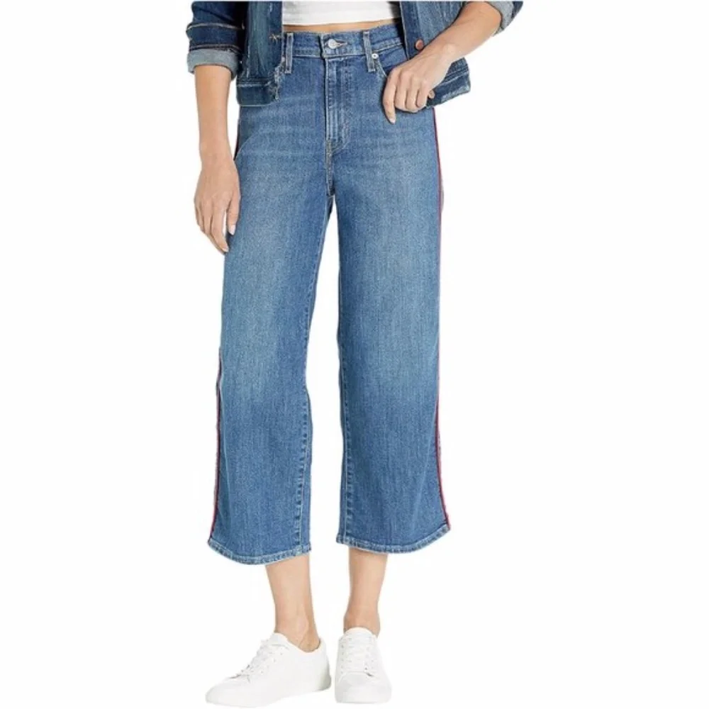 NWT  Levi's Mile High Wide Leg High Waisted Red Side Stripe Jeans